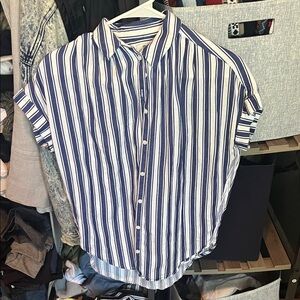 Madewell 100% cotton oversized blue and white striped top
